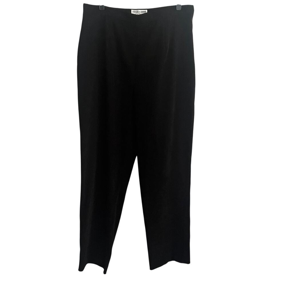 Focus 2000 by Charles Gluck Pants Womens 16 Black Pull On Velour Dress Trousers